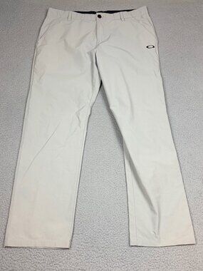 Oakley Pants 36x32 Gray Performance Stretch Flat Front Casual Logo Pockets